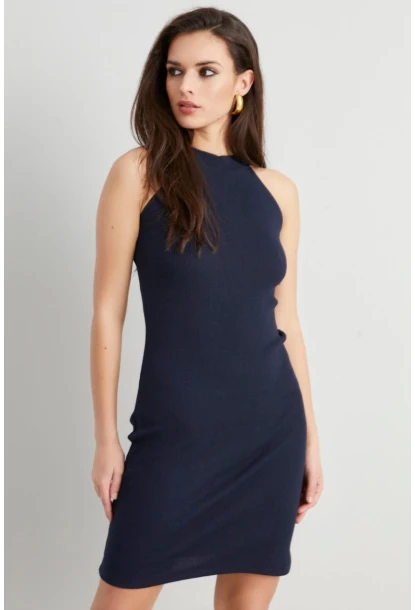 Kadın Lacivert Kaşkorse Kolsuz Elbise Yİ1567