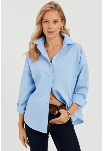 Kadın Mavi Basic Gömlek ZER403