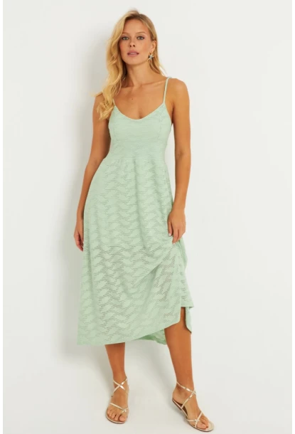 Kadın Mint Astarlı Brode Midi Elbise TW70102-90