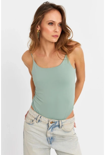 Kadın Mint Çıtçıtlı Body ZH129