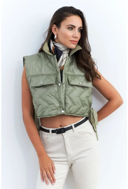 Kadın Mint Crop Yelek İS808