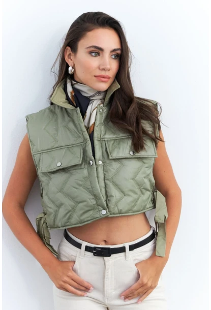 Kadın Mint Crop Yelek İS808