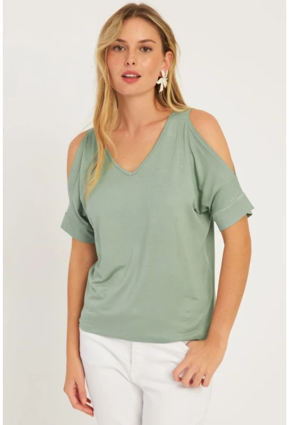 Kadın Mint Degaje Yaka Bluz BR1329