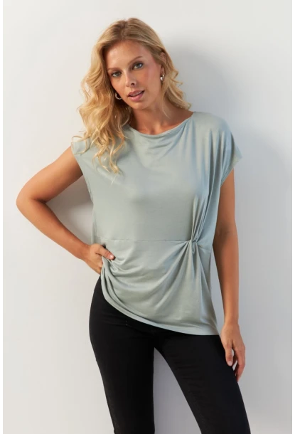 Kadın Mint Önü Düğümlü Bluz AYD348