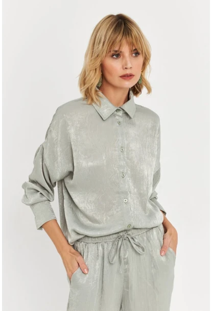 Kadın Mint Saten Gömlek MCAR1127