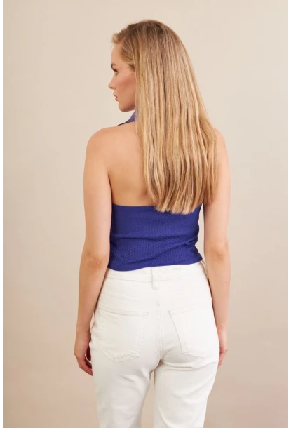 Kadın Mor Sırtı Açık Bluz ZH01-90