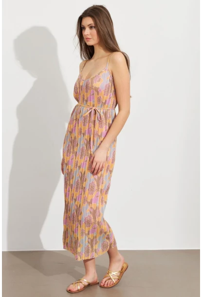 Kadın Multi Astarlı Desenli Midi Elbise TOP08