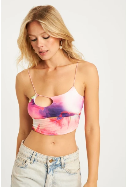 Kadın Multi Batik Crop Bluz AYD340