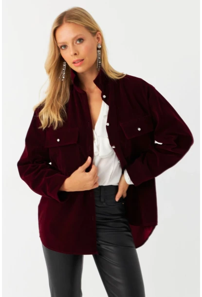 Kadın Mürdüm Süet Gömlek CAR1074