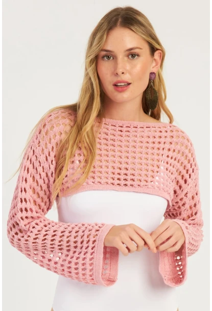 Kadın Pembe Ajurlu Bolero YV115