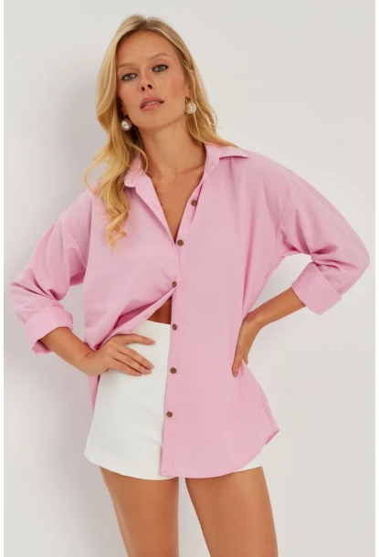 Kadın Pembe Gömlek Q987