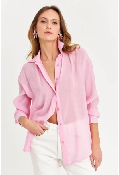 Kadın Pembe Sırtı Açık Gömlek MOD2369-90