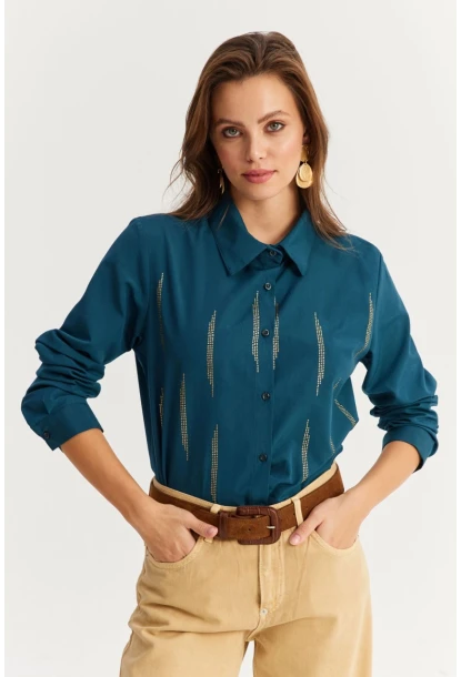 Kadın Petrol Taşlı Gömlek ZER412