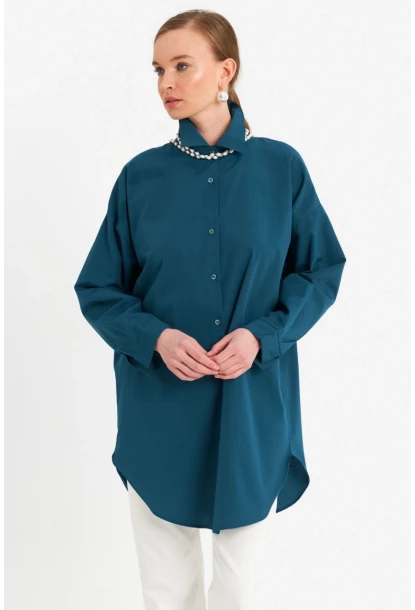 Kadın Petrol Tunik Gömlek MZER428
