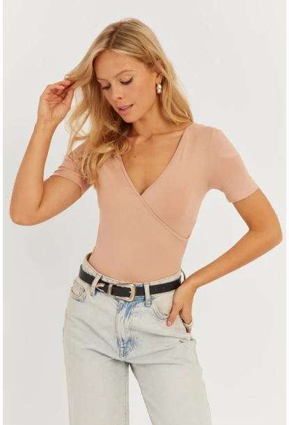 Kadın Pudra Kruvaze Bluz AYD304