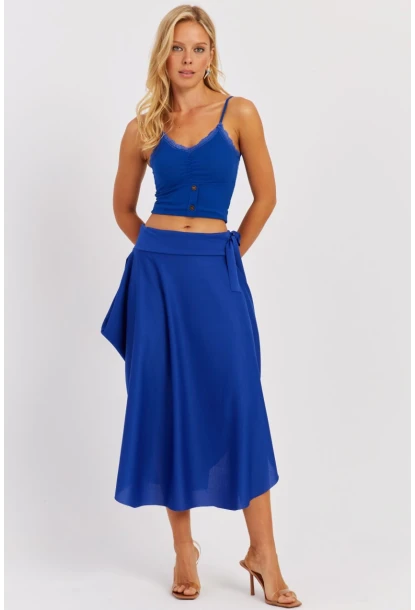 Kadın Saks Asimetrik Etek LV176