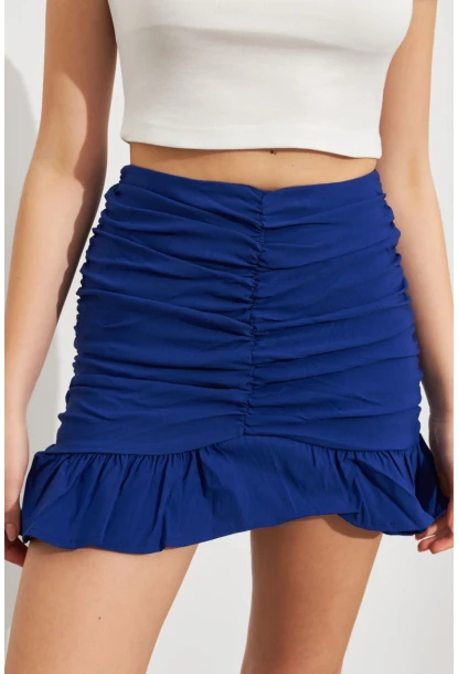 Kadın Saks Drapeli Etek ROP109