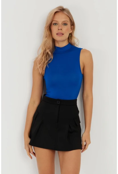 Kadın Saks Kolsuz Bluz LPP1260