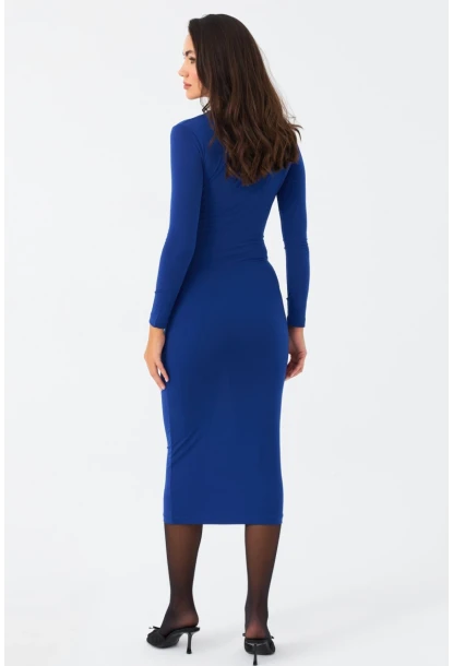 Kadın Saks Önü Büzgülü Midi Elbise FRY2260