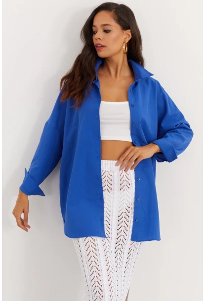 Kadın Saks Salaş Gömlek SF2132