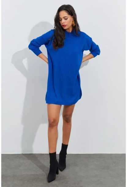 Kadın Saks Triko Tunik YV110