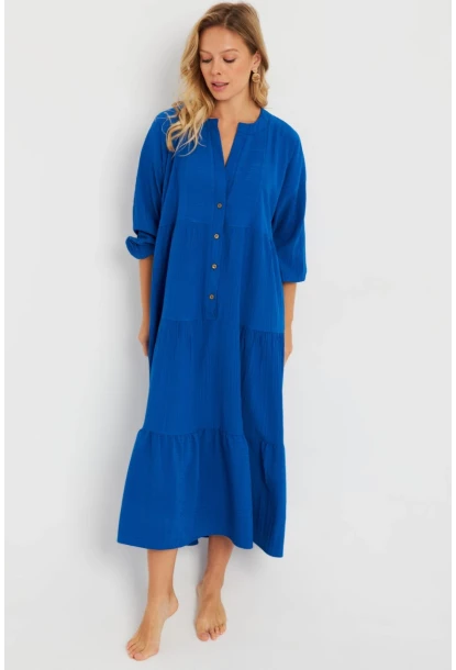 Kadın Salaş Midi Elbise Saks Q982