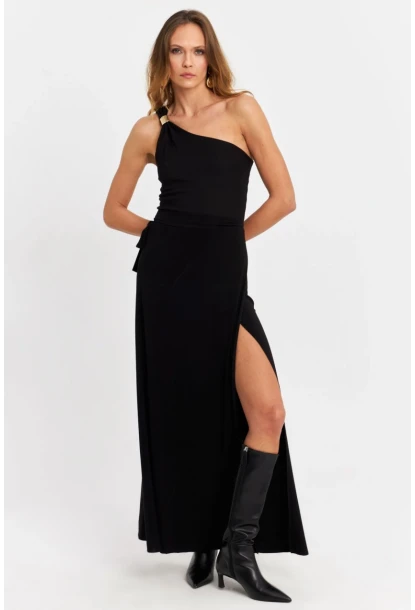 Kadın Siyah Anvelop Etek HOR41