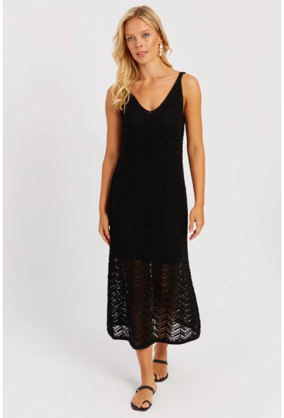 Kadın Siyah Askılı Astarlı Elbise YZ629