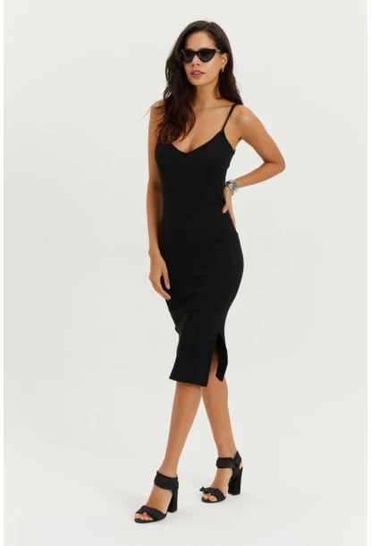 Kadın Siyah Askılı Kaşkorse Elbise CG236