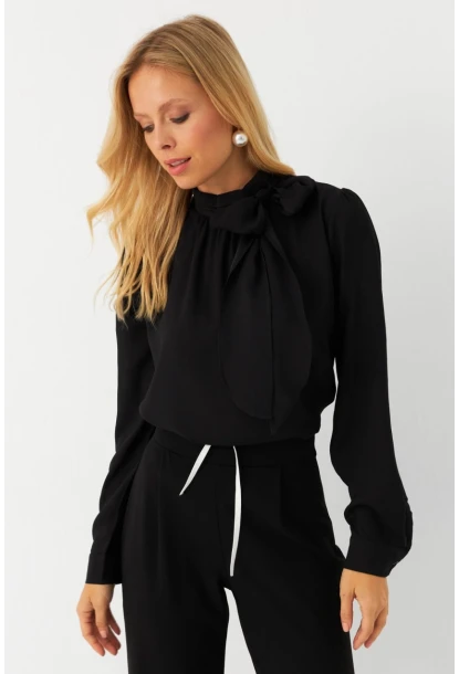 Kadın Siyah Bağlama Detaylı Bluz MAYD20