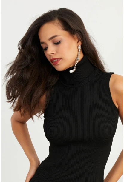 Kadın Siyah Balıkçı Bluz YV97