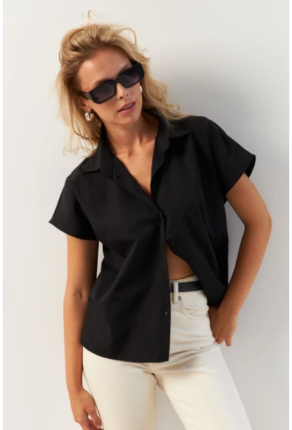 Kadın Siyah Basic Gömlek K982