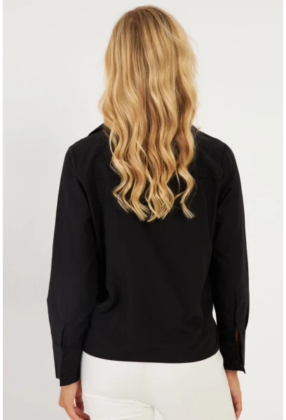 Kadın Siyah Basic Gömlek ZER409