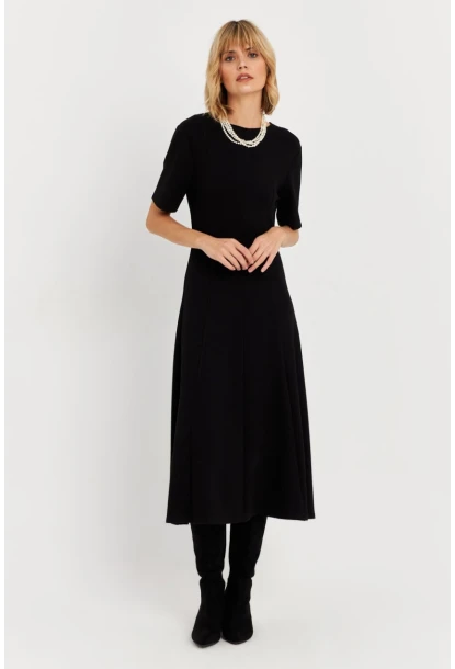 Kadın Siyah Basic Midi Sweat Elbise MHOL102