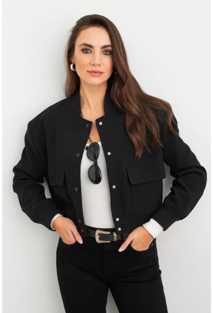 Kadın Siyah Bomber Ceket QRS8375