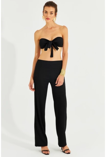 Kadın Siyah Büstiyerli Pantolon Takım YEL221225
