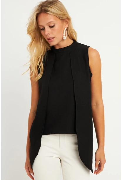 Kadın Siyah Dokuma Bluz ZER406