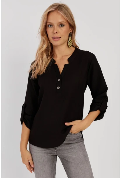 Kadın Siyah Düğmeli Bluz BR1320