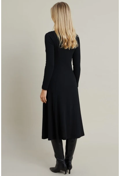 Kadın Siyah Fermuar Detaylı Midi Elbise EY3005