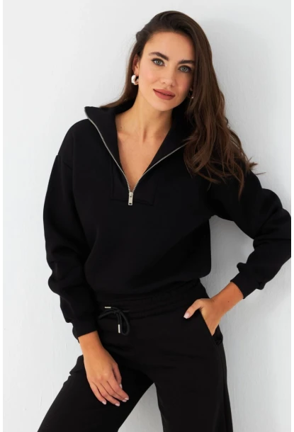 Kadın Siyah Fermuarlı Sweatshirt DY1463