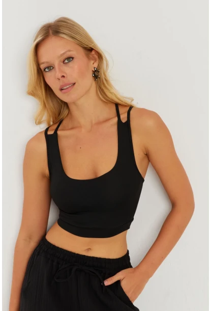 Kadın Siyah Gloplu Büstiyer CG349