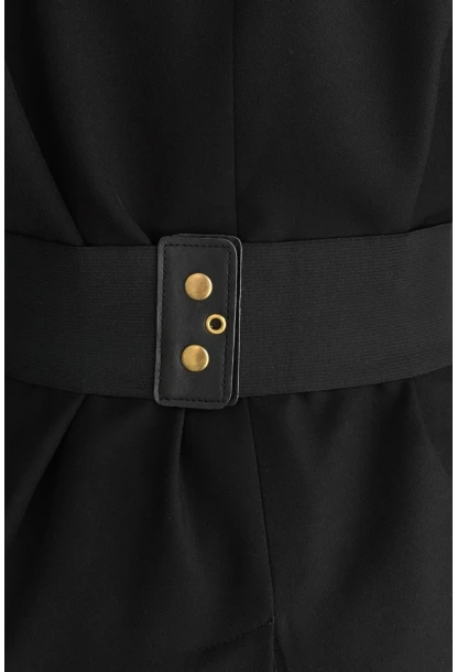 Kadın Siyah-Gold Dört Zincirli Lastikli Kemer BE648