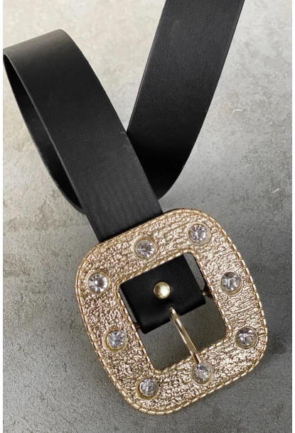 Kadın Siyah Kare Toka Taşlı Kemer BE614