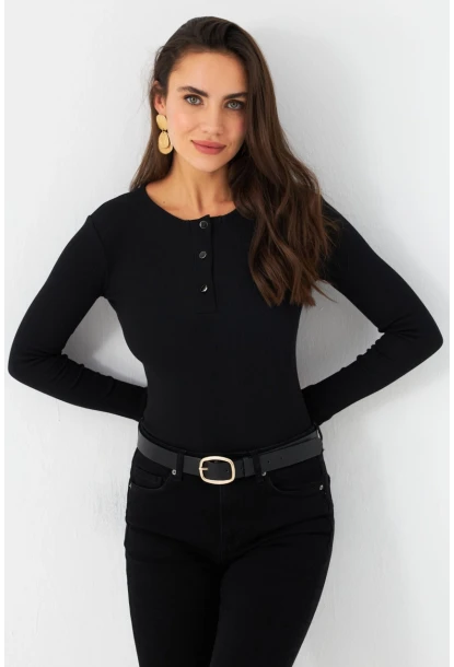Kadın Siyah Kaşkorse Bluz EY2988