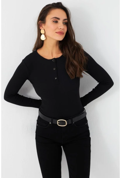Kadın Siyah Kaşkorse Bluz EY2988
