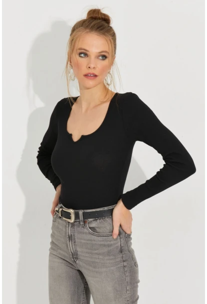 Kadın Siyah Kaşkorse Bluz Yİ2496