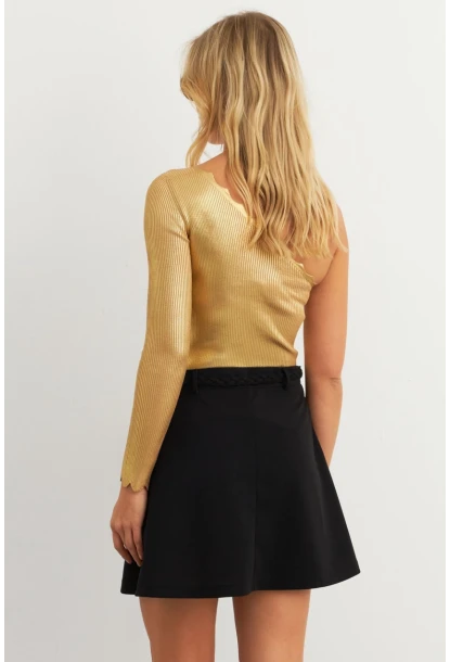 Kadın Siyah Kemerli Mini Etek KED4202