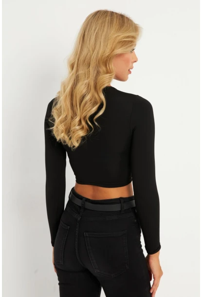 Kadın Siyah Kısa Bluz CG369