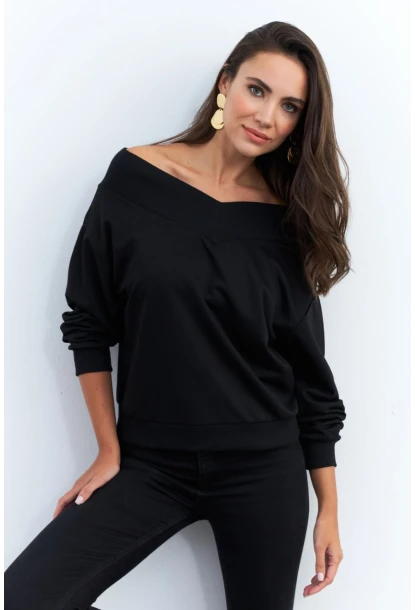 Kadın Siyah Kısa Sweatshirt TF16