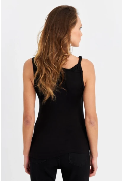 Kadın Siyah Kruvaze Bluz EY3067